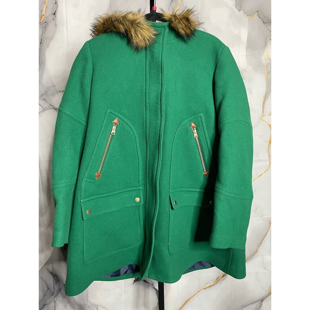 J Crew Chateau Green Parka Coat Size 20